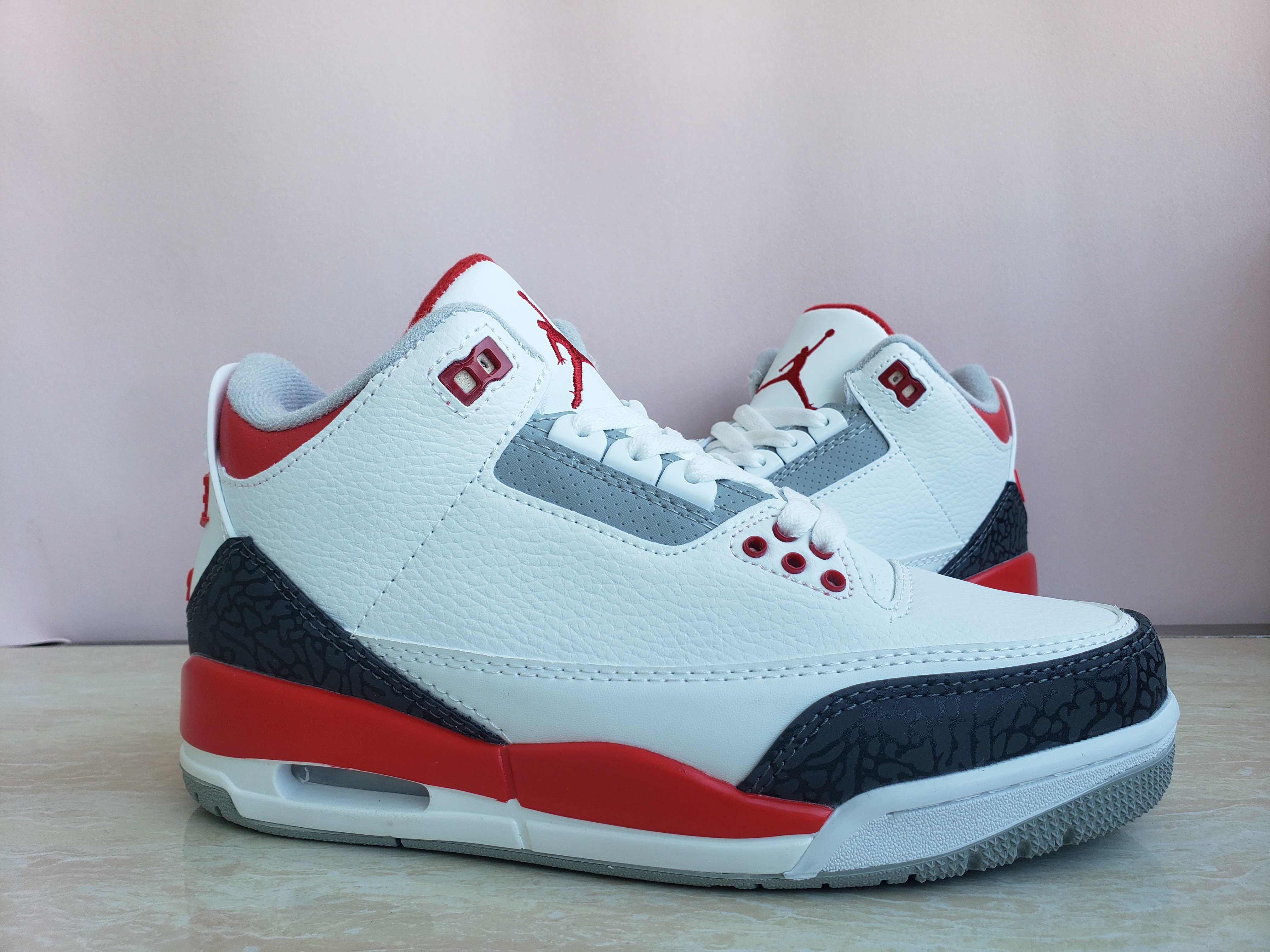 2022 Men Air Jordan 3 White Red Black Shoes